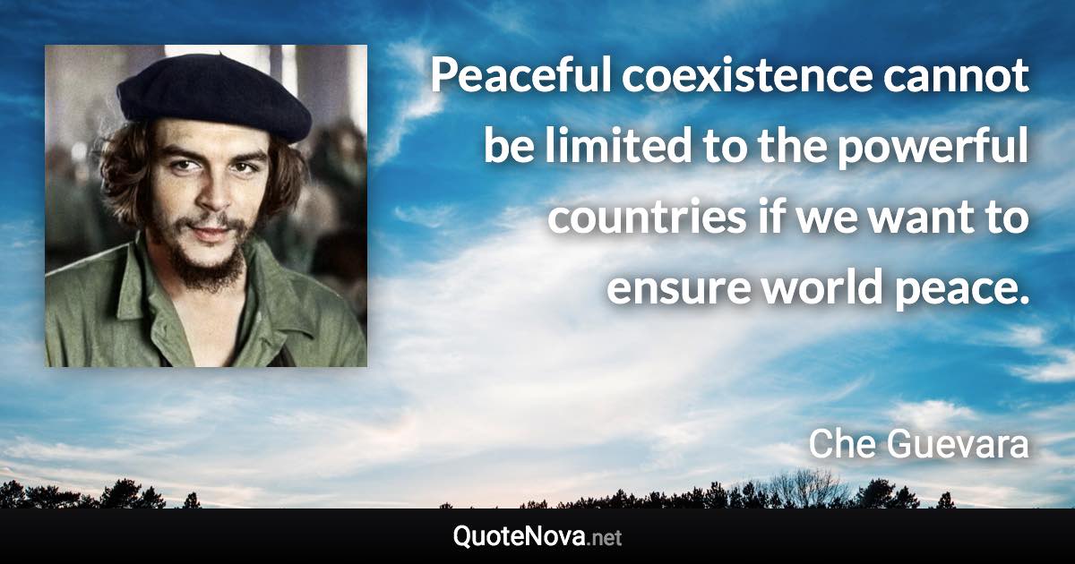 Peaceful coexistence cannot be limited to the powerful countries if we want to ensure world peace. - Che Guevara quote