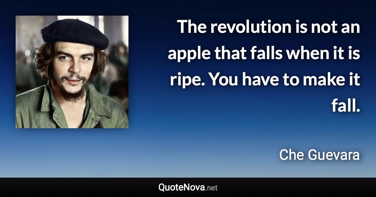 The revolution is not an apple that falls when it is ripe. You have to make it fall. - Che Guevara quote