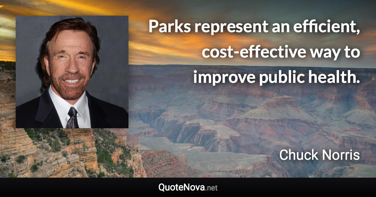 Parks represent an efficient, cost-effective way to improve public health. - Chuck Norris quote