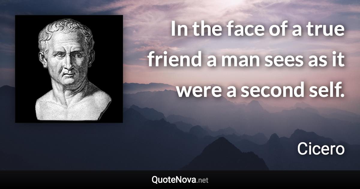 In the face of a true friend a man sees as it were a second self. - Cicero quote