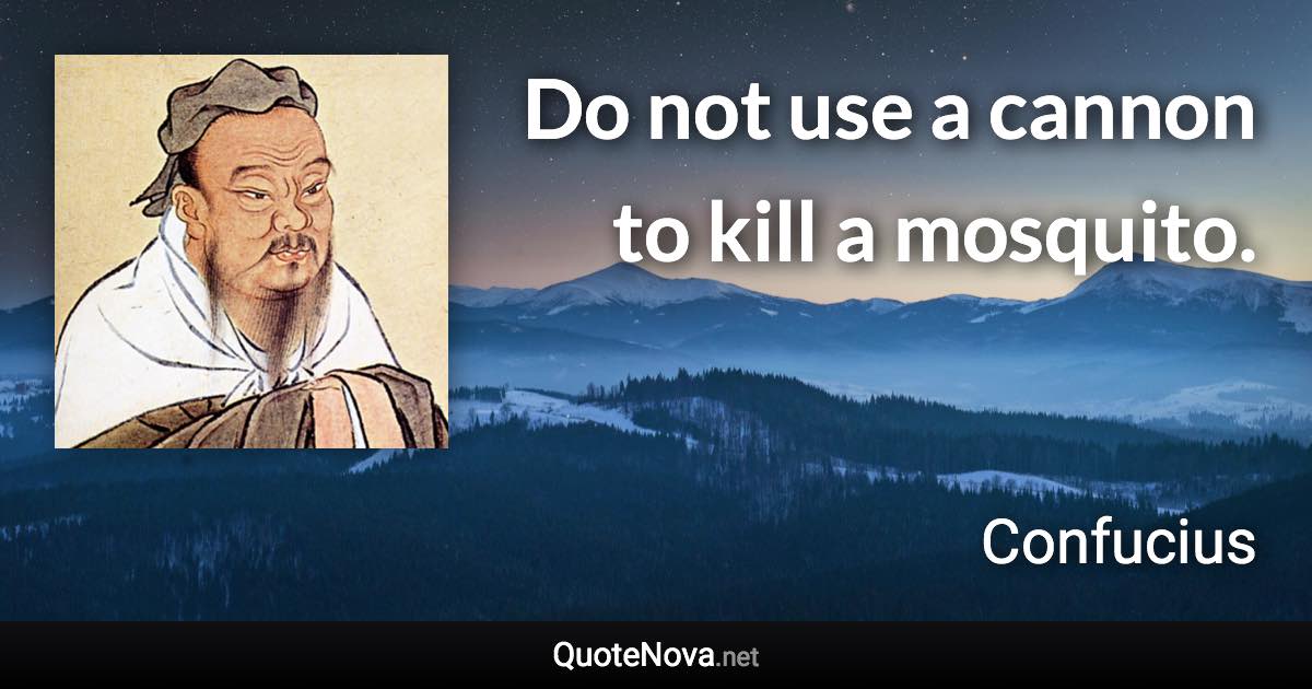 Do not use a cannon to kill a mosquito. - Confucius quote