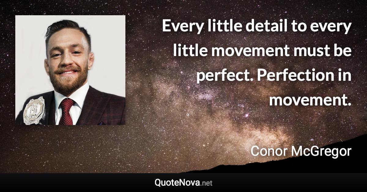 Every little detail to every little movement must be perfect. Perfection in movement. - Conor McGregor quote