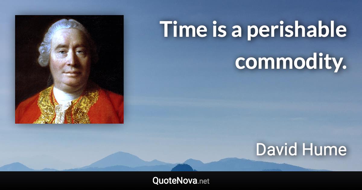 Time is a perishable commodity. - David Hume quote