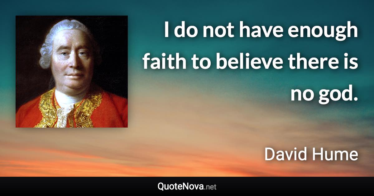 I do not have enough faith to believe there is no god. - David Hume quote