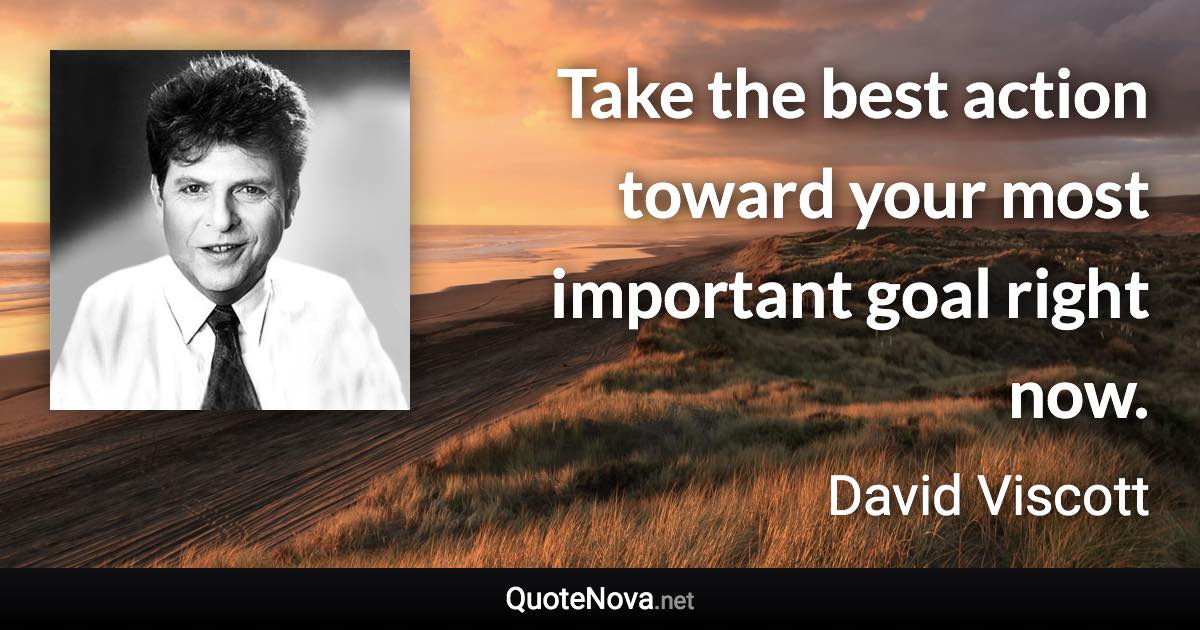 Take the best action toward your most important goal right now. - David Viscott quote