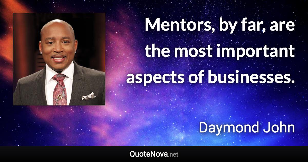 Mentors, by far, are the most important aspects of businesses. - Daymond John quote