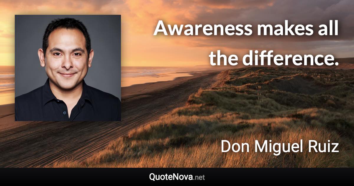 Awareness makes all the difference. - Don Miguel Ruiz quote