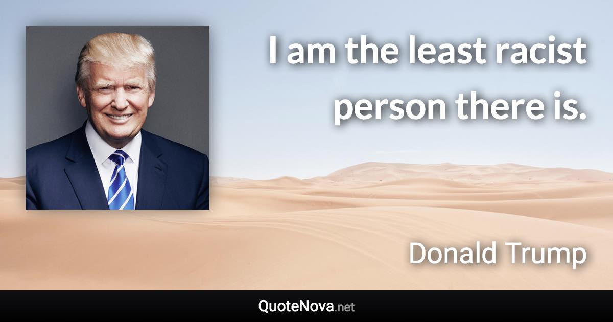 I am the least racist person there is. - Donald Trump quote