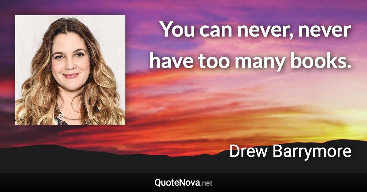 You can never, never have too many books. - Drew Barrymore quote