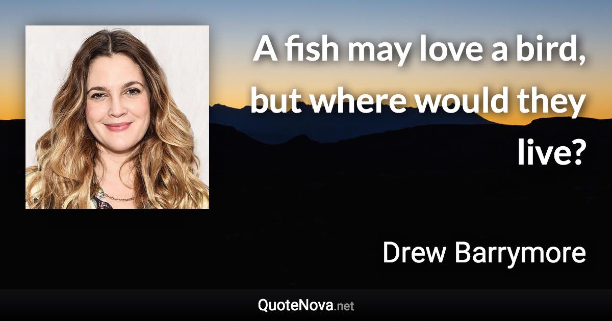 A fish may love a bird, but where would they live? - Drew Barrymore quote