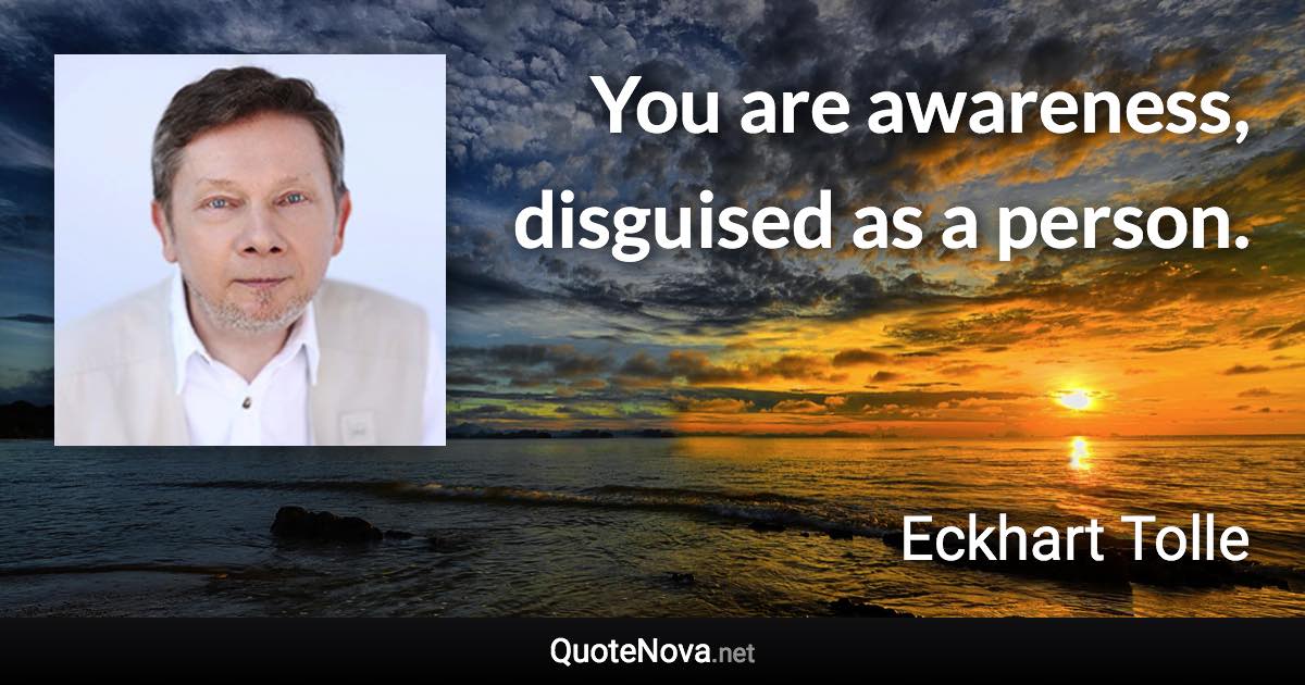 You are awareness, disguised as a person. - Eckhart Tolle quote