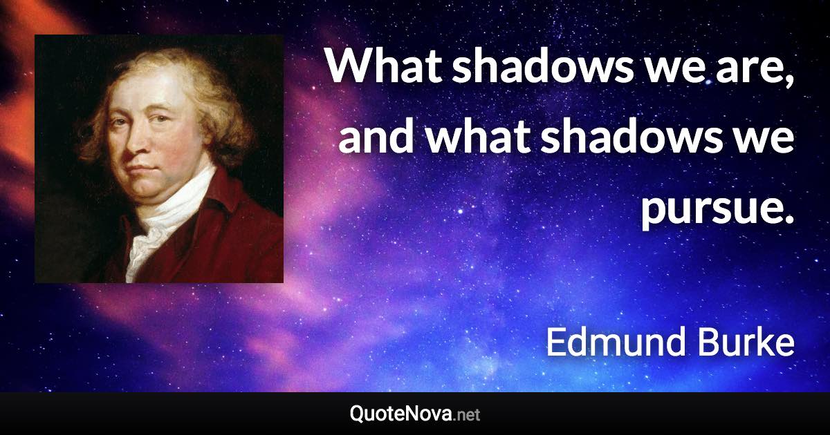 What shadows we are, and what shadows we pursue. - Edmund Burke quote