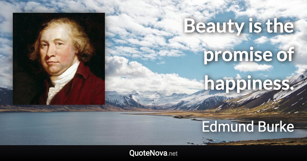 Beauty is the promise of happiness. - Edmund Burke quote