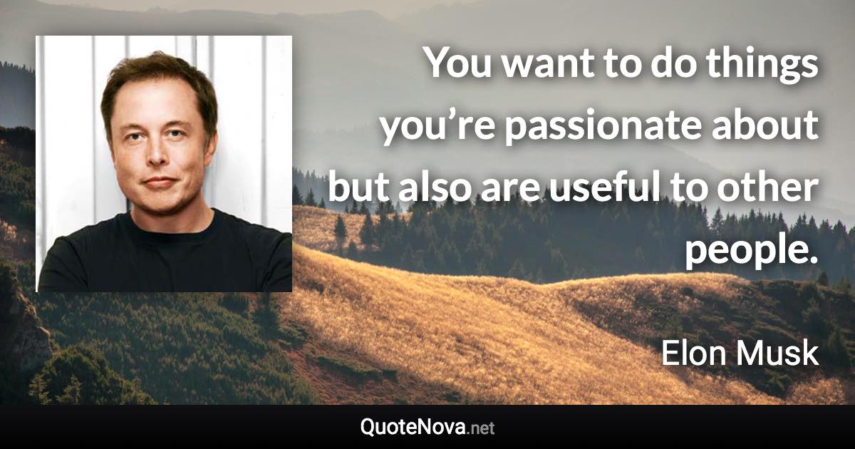 You want to do things you’re passionate about but also are useful to other people. - Elon Musk quote