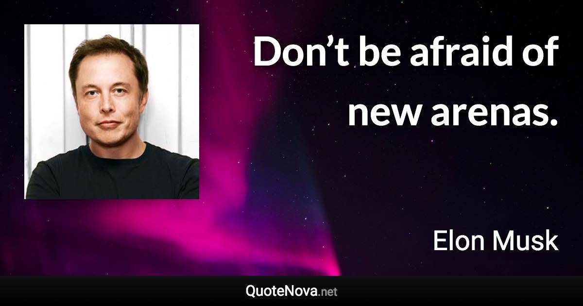 Don’t be afraid of new arenas. - Elon Musk quote