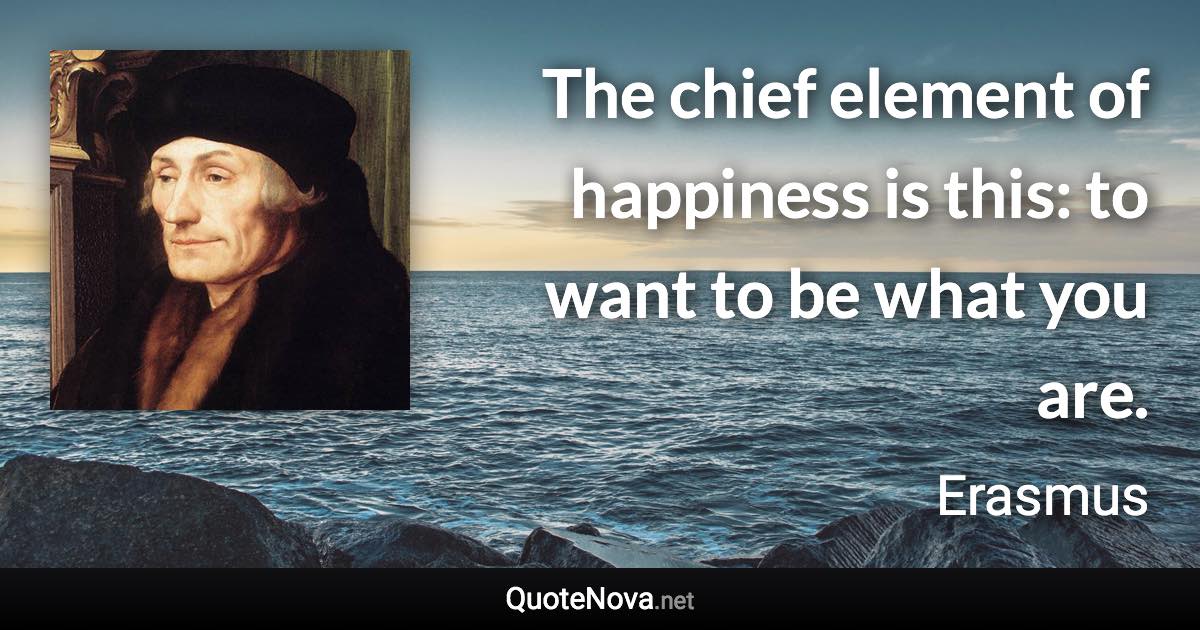The chief element of happiness is this: to want to be what you are. - Erasmus quote