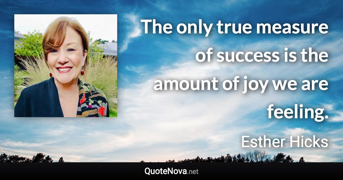 The only true measure of success is the amount of joy we are feeling. - Esther Hicks quote