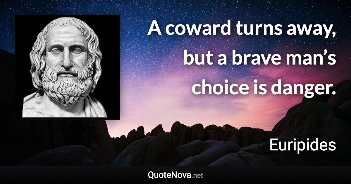 A coward turns away, but a brave man’s choice is danger. - Euripides quote