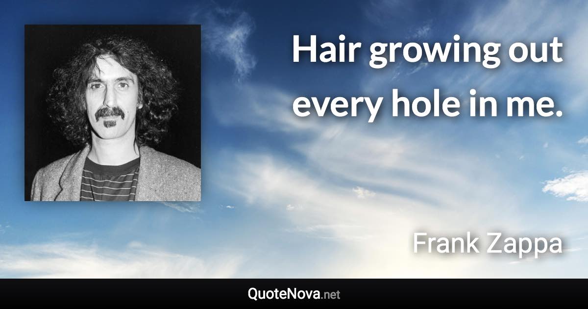 Hair growing out every hole in me. - Frank Zappa quote