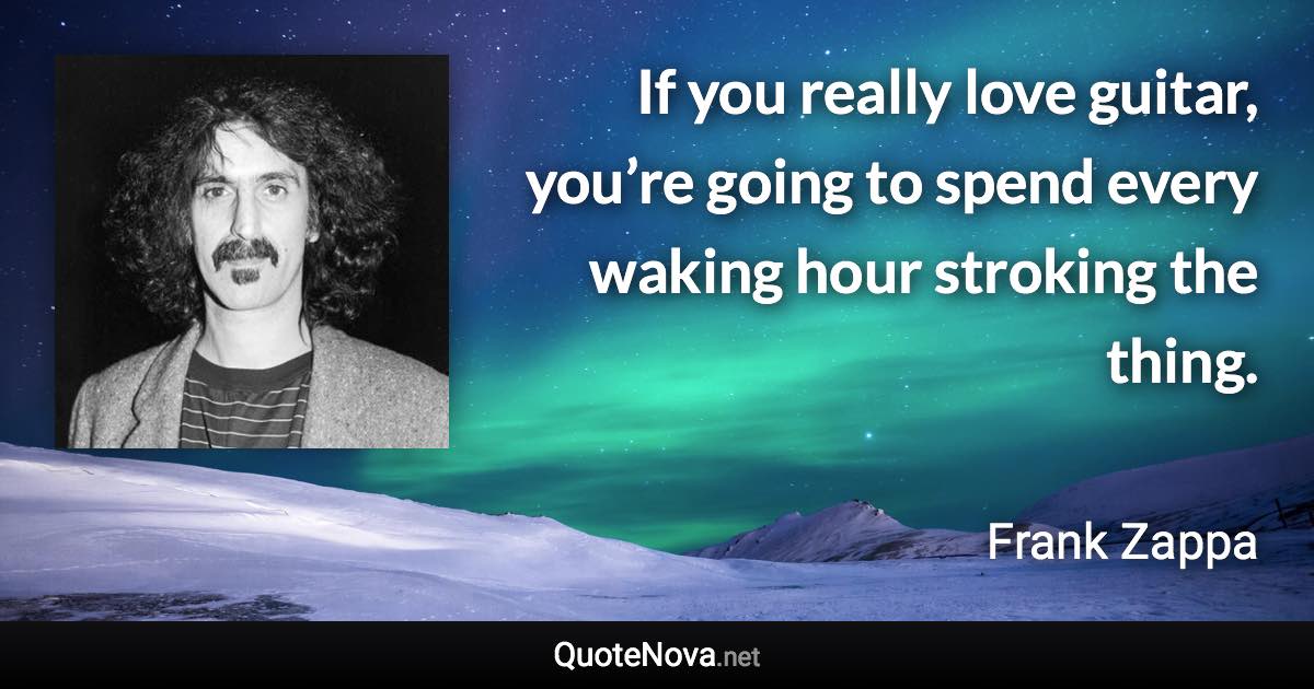 If you really love guitar, you’re going to spend every waking hour stroking the thing. - Frank Zappa quote