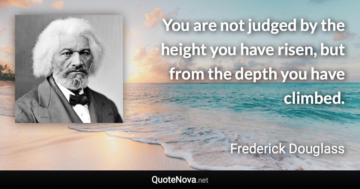 You are not judged by the height you have risen, but from the depth you have climbed. - Frederick Douglass quote