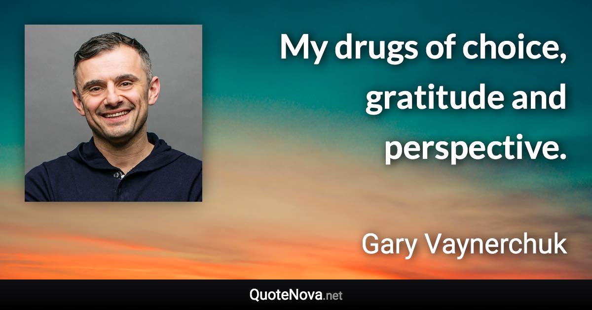 My drugs of choice, gratitude and perspective. - Gary Vaynerchuk quote