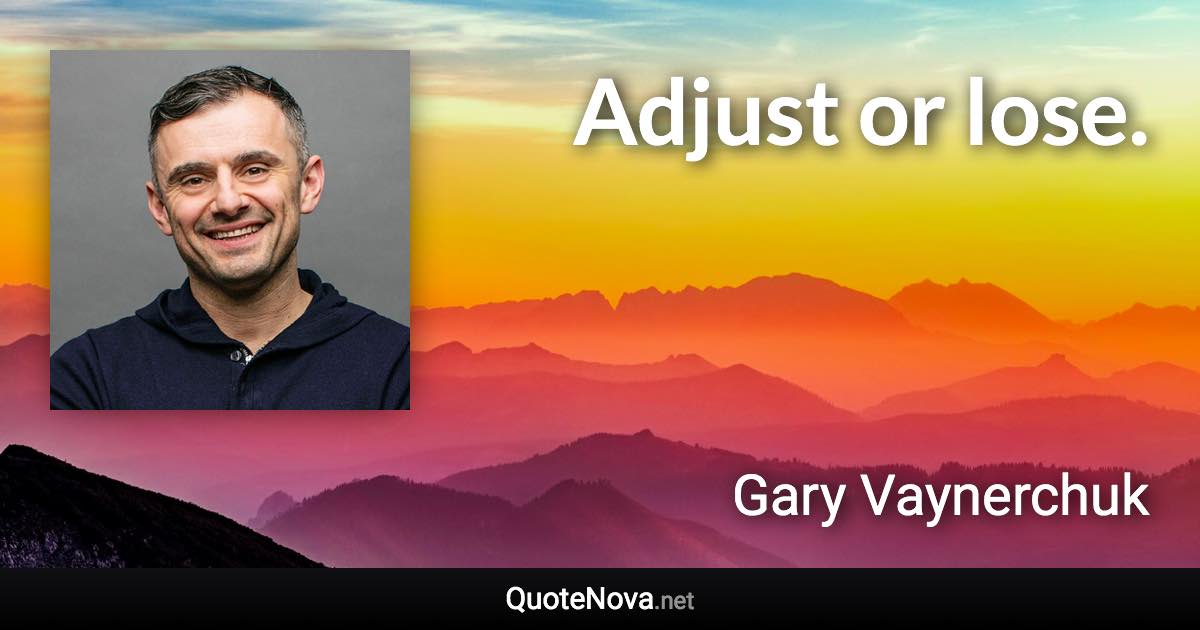 Adjust or lose. - Gary Vaynerchuk quote