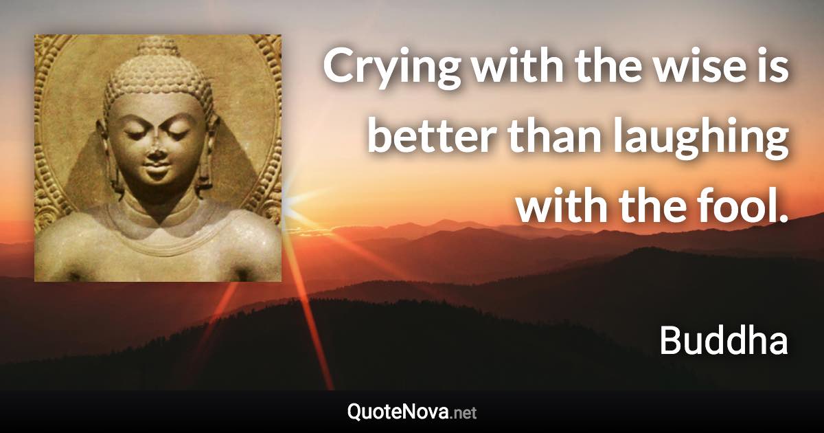 Crying with the wise is better than laughing with the fool. - Buddha quote