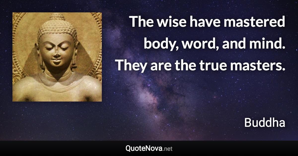 The wise have mastered body, word, and mind. They are the true masters. - Buddha quote
