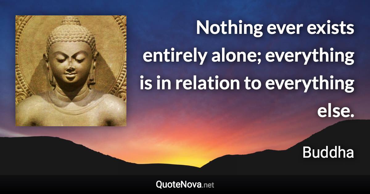 Nothing ever exists entirely alone; everything is in relation to everything else. - Buddha quote