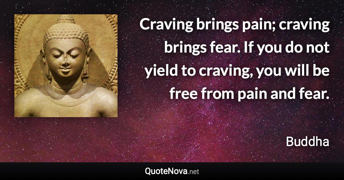 Craving brings pain; craving brings fear. If you do not yield to craving, you will be free from pain and fear. - Buddha quote