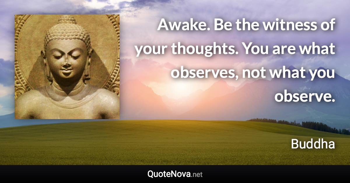 Awake. Be the witness of your thoughts. You are what observes, not what you observe. - Buddha quote