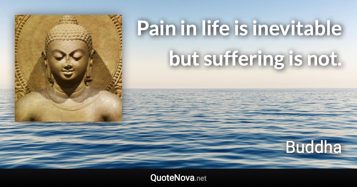 Pain in life is inevitable but suffering is not. - Buddha quote