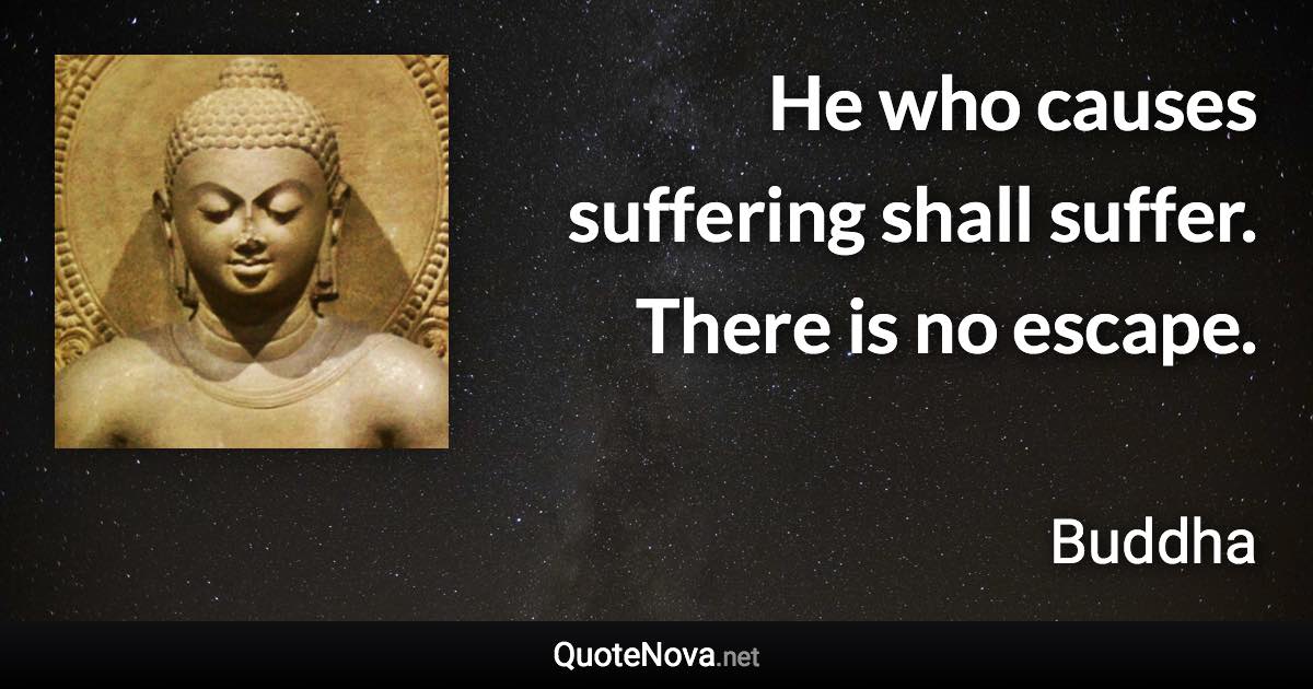 He who causes suffering shall suffer. There is no escape. - Buddha quote