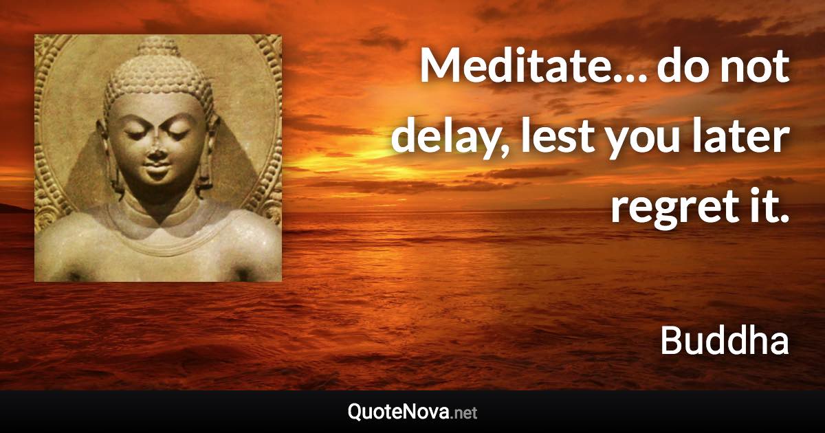 Meditate… do not delay, lest you later regret it. - Buddha quote