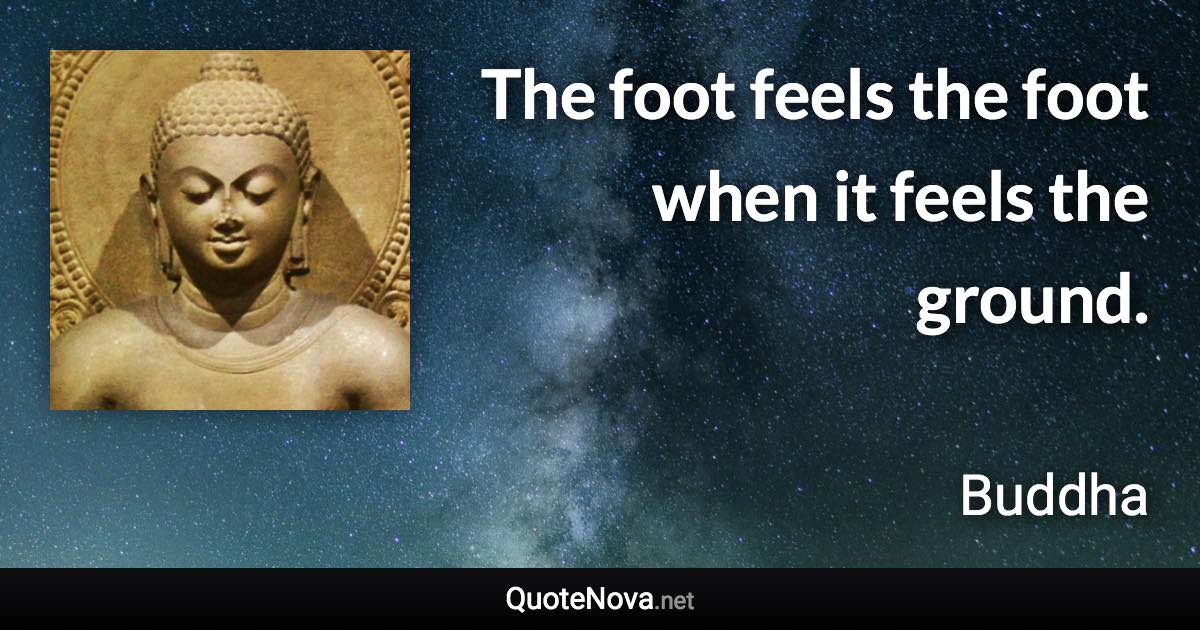 The foot feels the foot when it feels the ground. - Buddha quote