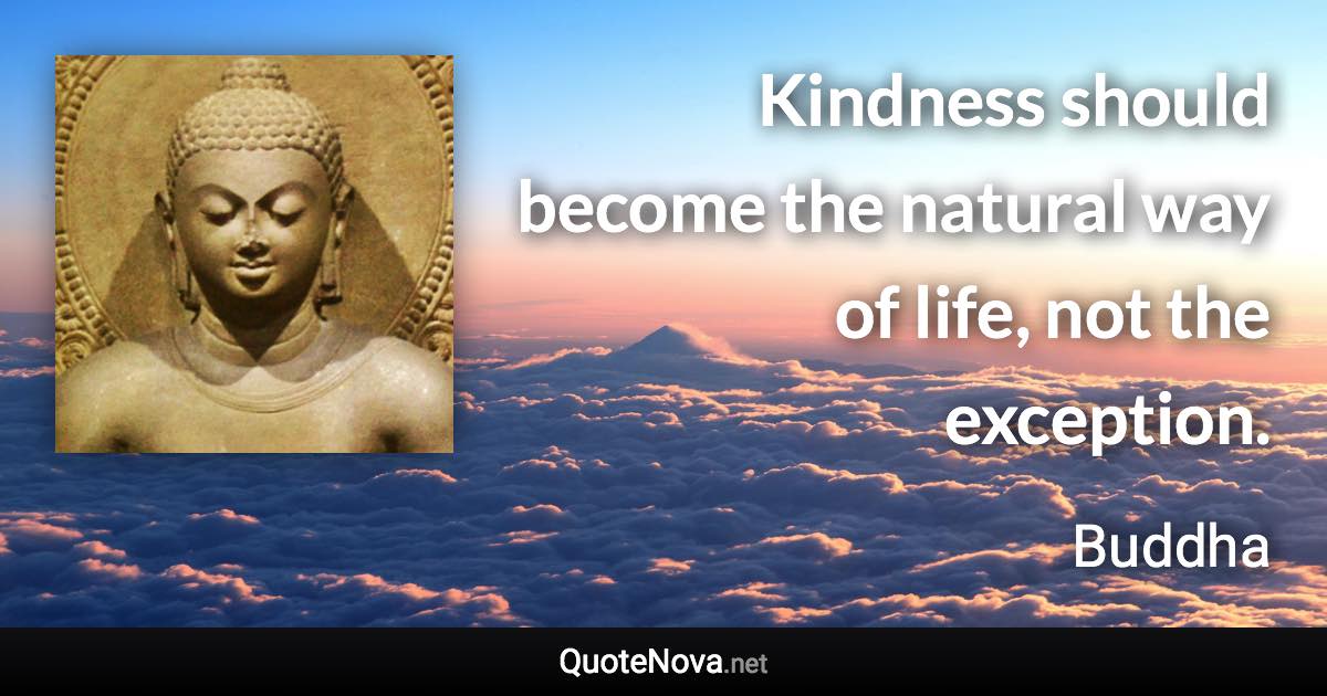 Kindness should become the natural way of life, not the exception. - Buddha quote