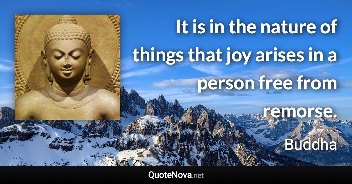 It is in the nature of things that joy arises in a person free from remorse. - Buddha quote