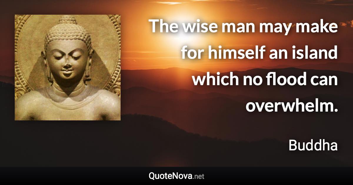 The wise man may make for himself an island which no flood can overwhelm. - Buddha quote