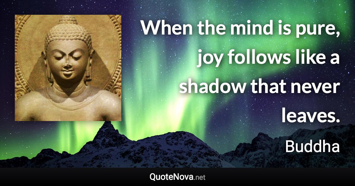 When the mind is pure, joy follows like a shadow that never leaves. - Buddha quote