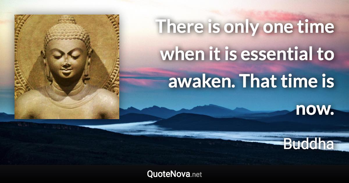 There is only one time when it is essential to awaken. That time is now. - Buddha quote