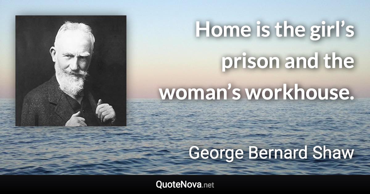 Home is the girl’s prison and the woman’s workhouse. - George Bernard Shaw quote