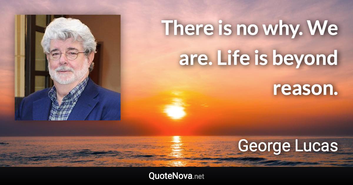 There is no why. We are. Life is beyond reason. - George Lucas quote