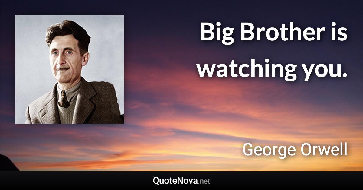 Big Brother is watching you. - George Orwell quote