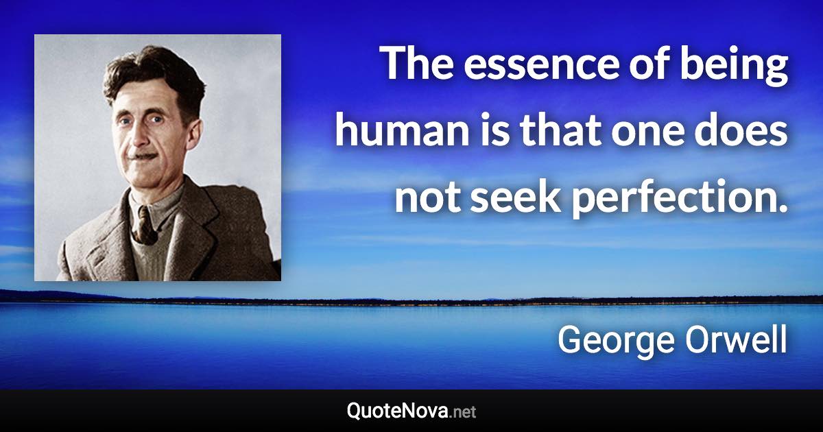 The essence of being human is that one does not seek perfection. - George Orwell quote