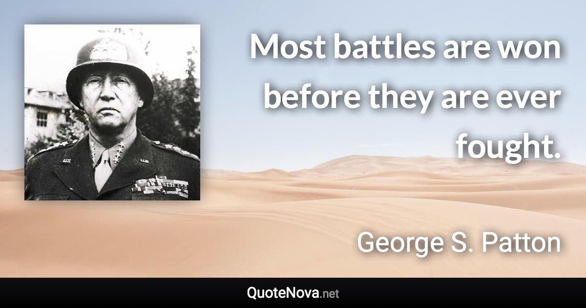Most battles are won before they are ever fought. - George S. Patton quote