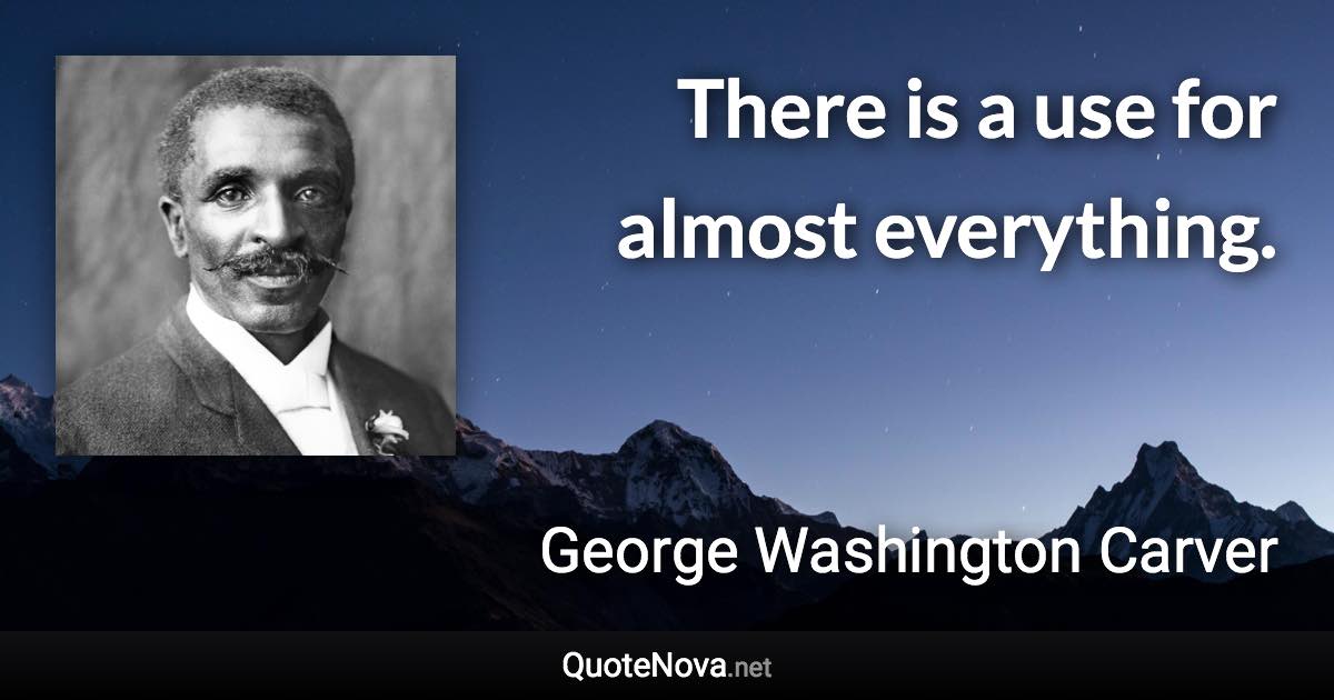 There is a use for almost everything. - George Washington Carver quote