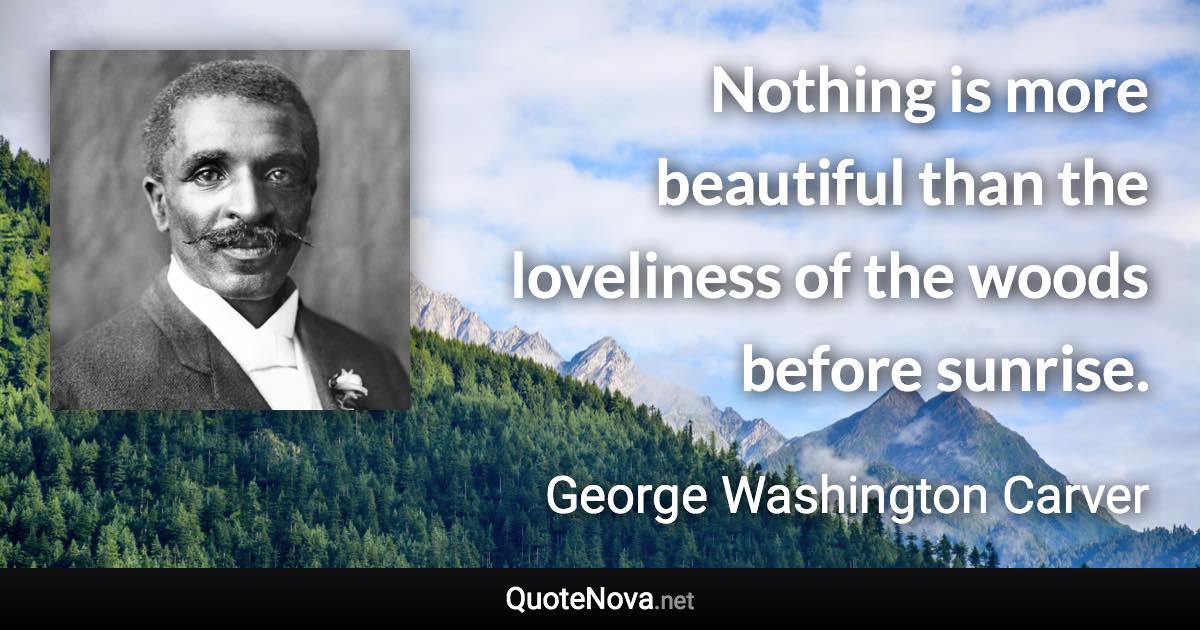 Nothing is more beautiful than the loveliness of the woods before sunrise. - George Washington Carver quote