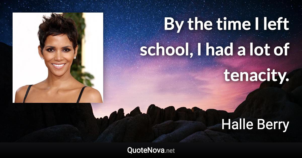 By the time I left school, I had a lot of tenacity. - Halle Berry quote