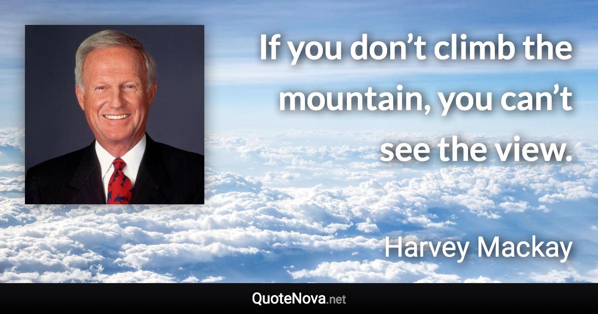 If you don’t climb the mountain, you can’t see the view. - Harvey Mackay quote